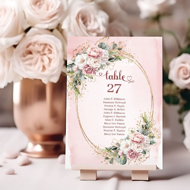 Numeração De Mesa Stylish Rose Gold Flowers Eucalyptus Table Numbers (Stylish Rose Gold Flowers Eucalyptus Table Numbers)