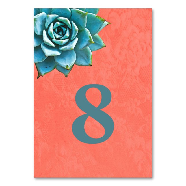 Numeração De Mesa Succult Watercolor Laranja Lace (Frente)