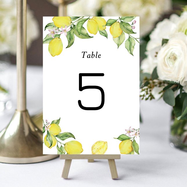 Numeração De Mesa Summer lemons wedding table number Card (Criador carregado)