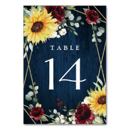 Numeração De Mesa Sunflower Burgundy Rosa Marinho Casamento Geométri