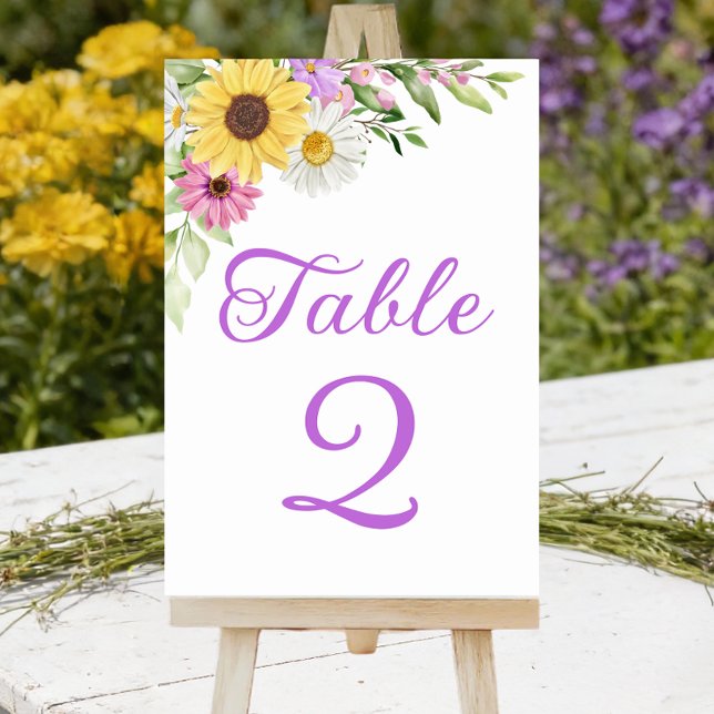 Numeração De Mesa Sunflower Daisy Boho Floral Wedding Table Number (Criador carregado)