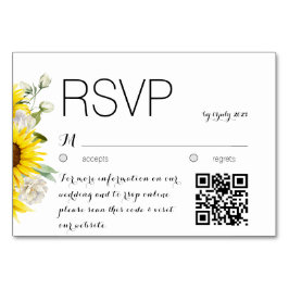 Numeração De Mesa Sunflower watercolor rose QR wedding response card