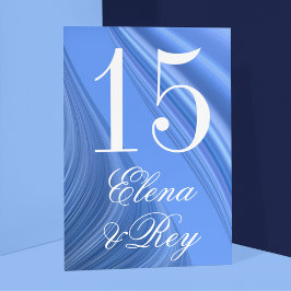 Numeração De Mesa Swirling Blue Satin Wedding