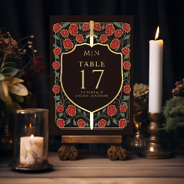 Numeração De Mesa Sword & Shield Medieval Fantasy Casamento Monogram
