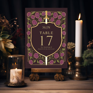 Numeração De Mesa Sword & Shield Medieval Fantasy Casamento Monogram