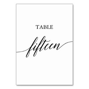 Numeração De Mesa Tabela de Caligrafia Negra Elegante Número Quinze