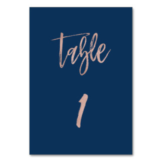 Numeração De Mesa Tabela de Casamento Chic com marinho e Rosa Dourad