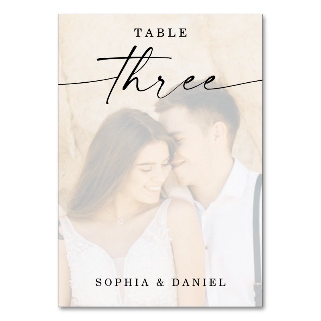 Numeração De Mesa Tabela de Casamento de Fotos do Script Elegante Nú (Frente)