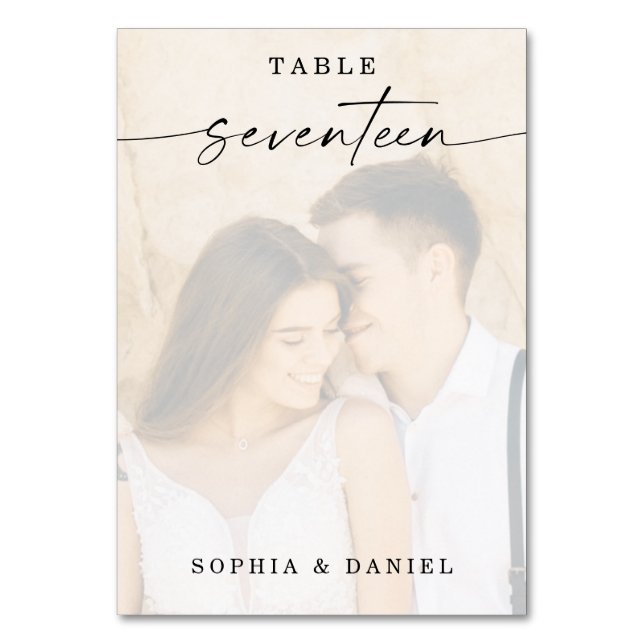 Numeração De Mesa Tabela de Casamento de Fotos do Script Elegante Nú (Frente)