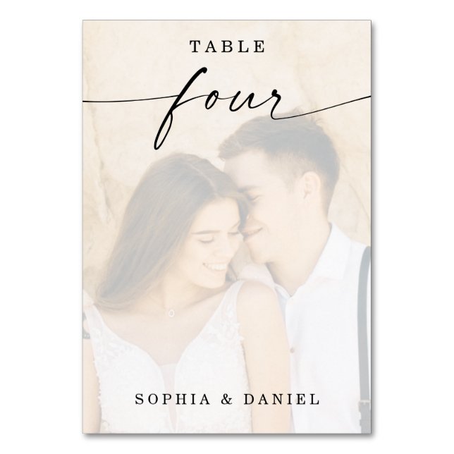 Numeração De Mesa Tabela de Casamento de Fotos do Script Elegante Nú (Frente)