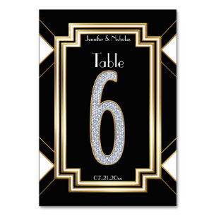 Numeração De Mesa Tabela de Casamento de Glam Art Deco Diamond Númer