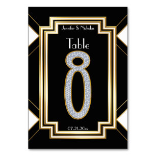 Numeração De Mesa Tabela de Casamento de Glam Art Deco Diamond Númer
