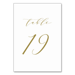 Numeração De Mesa Tabela de Casamento de Script Minimalista Dourado 