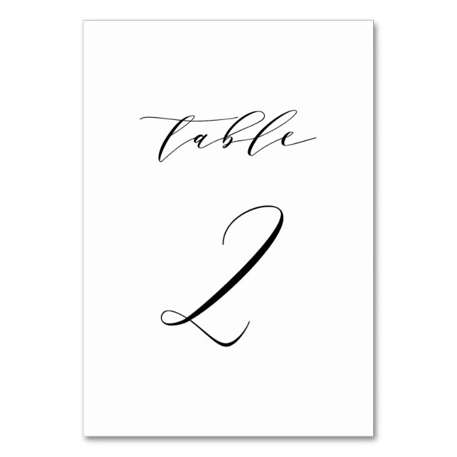 Numeração De Mesa Tabela de Casamento de Script Minimalista Preto Nú (Frente)