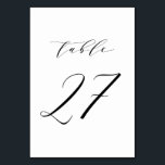 Numeração De Mesa Tabela de Casamento de Script Minimalista Preto Nú<br><div class="desc">Mesa 27. Placa de números de tabela elegante com script minimalista preto. Esse número de mesa preto-e-branco é perfeito para casamentos,  graduação,  chás de fraldas,  chás de panela e outros eventos. Outros números e cores estão disponíveis.</div>