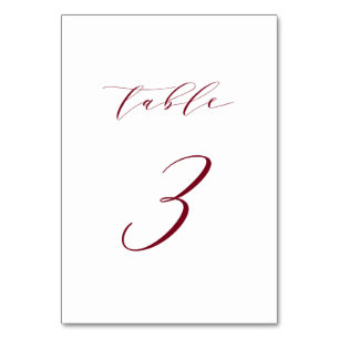 Numeração De Mesa Tabela de Casamento de Script Minimalista Vermelho
