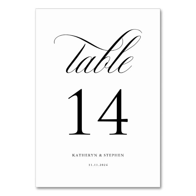 Numeração De Mesa Tabela de Casamento Elegante de Script Clássico Nú (Frente)