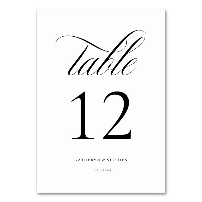 Numeração De Mesa Tabela de Casamento Elegante de Script Clássico Nú (Frente)
