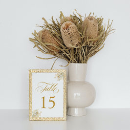Numeração De Mesa Tabela de Casamento Floral de Script Dourado Elega