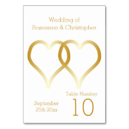 Numeração De Mesa Tabela de Casamento Número Corações Dourados