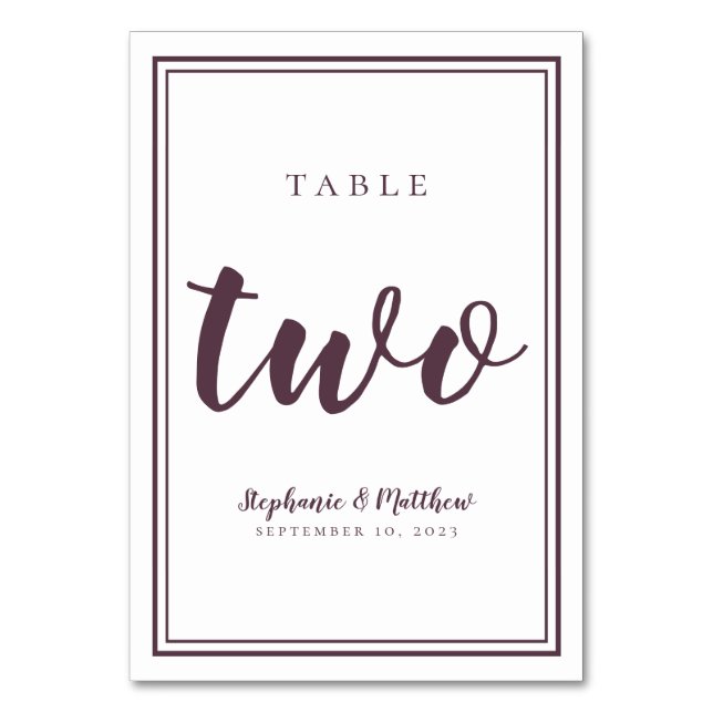 Numeração De Mesa Tabela De Casamento Número Dois Gabinetes Simples  (Frente)