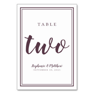 Numeração De Mesa Tabela de Casamento Número Dois Simples Cassis Ro