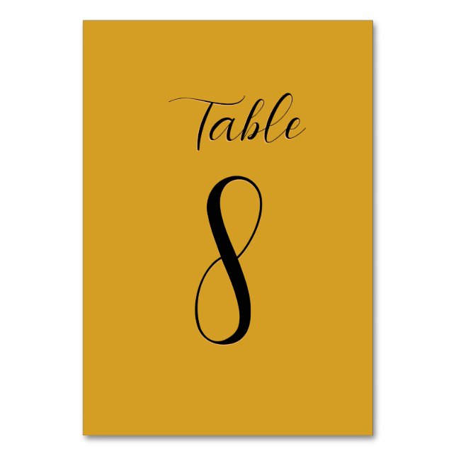 Numeração De Mesa Tabela de Casamento Simples de Script Dourado/Pret (Frente)