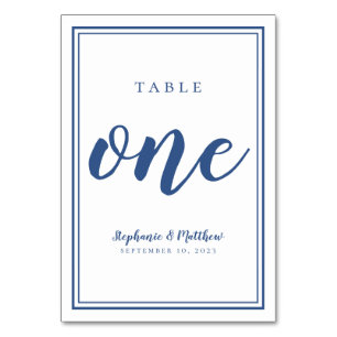 Numeração De Mesa Tabela de Casamento Simples Número Um Azul e Bran