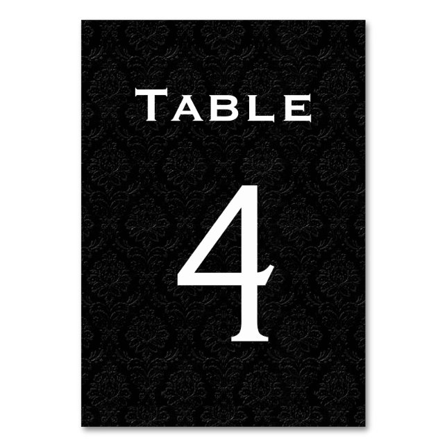 Numeração De Mesa Tabela de Casamentos tema damasco Pretos Número 4 (Verso)