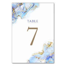 Numeração De Mesa tabela de tinta azul-aquarela Número 7