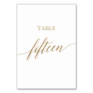 Numeração De Mesa Tabela Elegante de Caligrafia Dourada Número Quinz