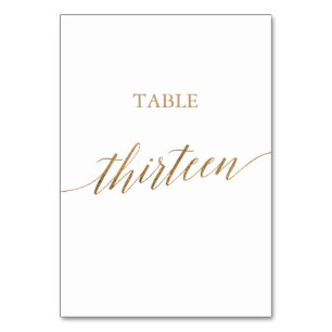 Numeração De Mesa Tabela Elegante de Caligrafia Dourada Número Treze