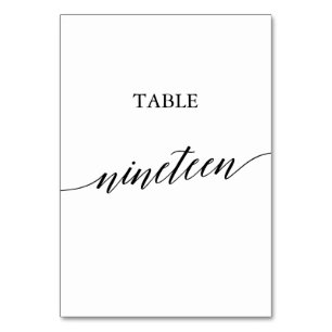 Numeração De Mesa Tabela Elegante de Caligrafia Negra Número 19