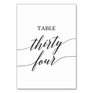 Numeração De Mesa Tabela Elegante de Caligrafia Negra Número Trinta