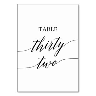 Numeração De Mesa Tabela Elegante de Caligrafia Negra Número Trinta