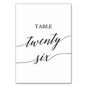 Numeração De Mesa Tabela Elegante de Caligrafia Negra Número Vinte e