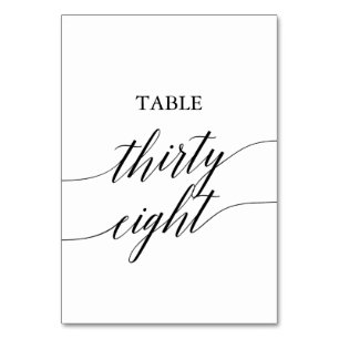 Numeração De Mesa Tabela Elegante de Caligrafia Preta Número 38