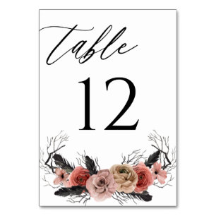 Numeração De Mesa Tabela Floral Cor-de-Rosa e Preta do Dia das Bruxa