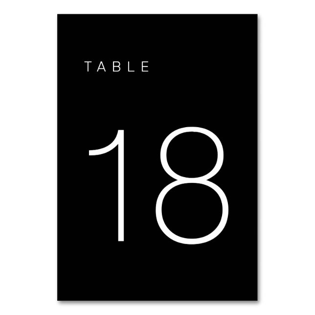 Numeração De Mesa Tabela Mínima Moderna Preta e Branca Número 18 (Frente)