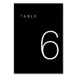 Numeração De Mesa Tabela Mínima Moderna Preta e Branca Número 6