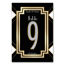 Numeração De Mesa Tabela Nine de Casamento de Glam Art Deco Diamond