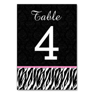 Numeração De Mesa Tabela Núm. de Casamento ZEBRA 4 com PINK