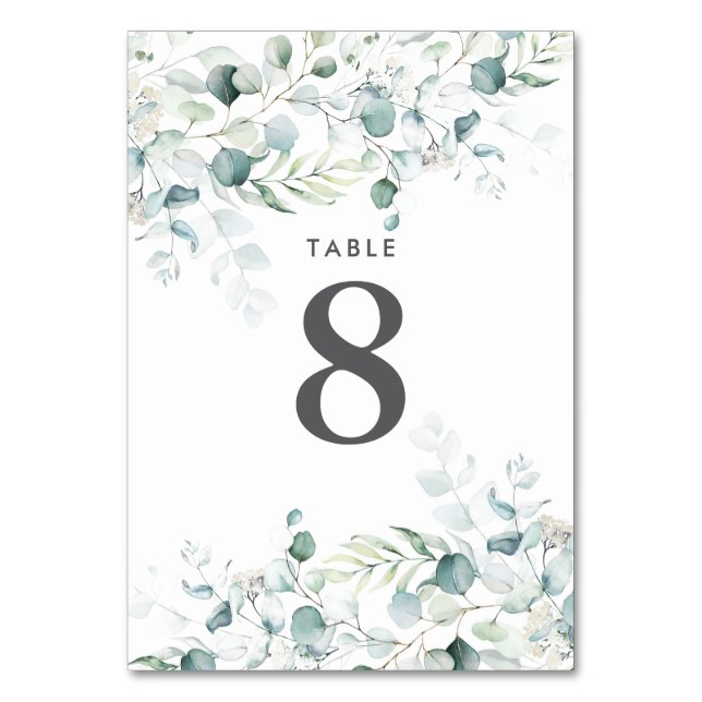 Numeração De Mesa Tabela Numérica Verde Eucalyptus Verde Azul (Frente)