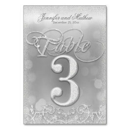 Numeração De Mesa Tabela Número 3: Glitter de Faux Silver Elegante