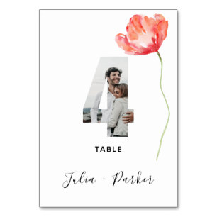 Numeração De Mesa Tabela Numero 4 de Casamento Vermelho de Poppy Mod