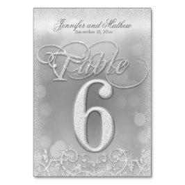 Numeração De Mesa Tabela Número 6: Glitter de Faux Silver Elegante