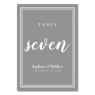 Numeração De Mesa Tabela Número Sete Recepção de casamento branc