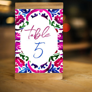 Numeração De Mesa Tabelas azuis cor-de-rosa para chás de panela mexi