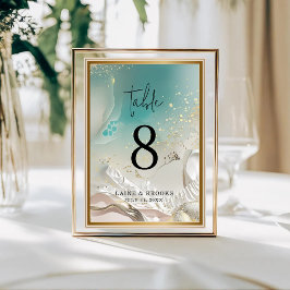 Numeração De Mesa Table Number | Ethereal Shoreline Teal Ocean