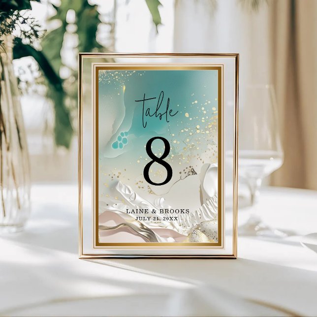 Numeração De Mesa Table Number | Ethereal Shoreline Teal Ocean (Criador carregado)